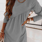 Ruched Round Neck Long Sleeve Dress