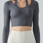 Halter Neck Long Sleeve Cropped Sports Top