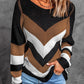 Eyelet Color Block Long Sleeve Sweater