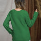 Openwork Round Neck Raglan Sleeve Sweater