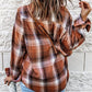 Collared Neck Long Sleeve Plaid Shirt