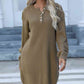 Buttoned Round Neck Long Sleeve Sweater Dress