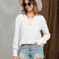 Openwork Round Neck Raglan Sleeve Sweater