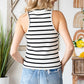 Striped Ribbed Round Neck Tank