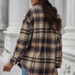 Plaid Curved Hem Dropped Shoulder Longline Shirt Jacket