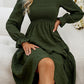 Round Neck Velvet Smocked Flounce Sleeve Dress