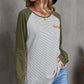 Striped Color Block Roll-Tab Sleeve Top