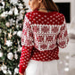 Snowflake Round Neck Long Sleeve Sweater