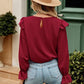 Ruffled Round Neck Long Sleeve Top