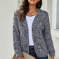 Waffle-Knit Open Front Dropped Shoulder Sweater