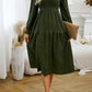 Round Neck Velvet Smocked Flounce Sleeve Dress
