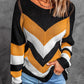 Eyelet Color Block Long Sleeve Sweater