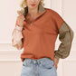 Color Block Exposed Seam Half Zip Sweatshirt