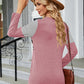 Color Block Round Neck Long Sleeve Blouse