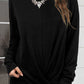Ruched Round Neck Long Slleeve T-Shirt