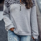 Leopard Half-Zip Dropped Shoulder Sweatshirt