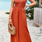 Frill Trim Tie Shoulder Wide Leg Jumpsuit with Pockets