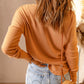 Waffle Knit Henley Long Sleeve Top