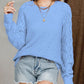 Openwork Round Neck Raglan Sleeve Sweater