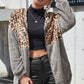 Leopard Zip Up Dropped Shoulder Hoodie