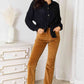 Double Take Waffle-Knit Collared Neck Dropped Shoulder Shirt