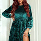 Smocked Tiered Round Neck Mini Dress