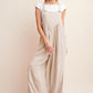 Kori America Sleeveless Ruched Wide Leg Overalls