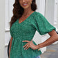 Smocked Balloon Sleeve Peplum Blouse