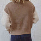 Cable-Knit Contrast Zip-Up Cardigan