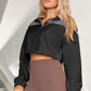 Contrast Drawstring Zip Up Jacket
