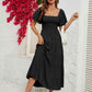 Smocked Square Neck Tiered Dress