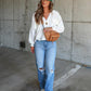 Ribbed Collared Neck Button Up Jacket