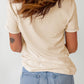 Slogan Graphic Round Neck Cuffed Sleeve Tee