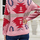 Printed Round Neck Long Sleeve Sweater
