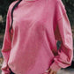 Exposed Seam Round Neck Long Sleeve Sweatshirt