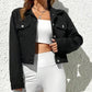 Collared Neck Long Sleeve Denim Jacket