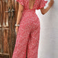 Printed Tie Back Ruffled Jumpsuit