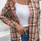 Plaid Collared Neck Long Sleeve Button-Up Shirt