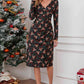 Christmas Element Print Long Sleeve Dress