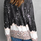 Graphic Leopard Round Neck Long Sleeve Sweatshirt