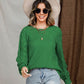 Openwork Round Neck Raglan Sleeve Sweater