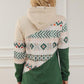 Geometric Color Block Drawstring Hoodie