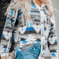 Printed Button Up Long Sleeve Shirt