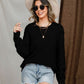 Openwork Round Neck Raglan Sleeve Sweater