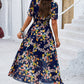 Smocked Floral V-Neck Short Sleeve Dress