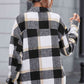 Plaid Collared Neck Snap Front Jacket