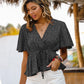 Printed Tied Flutter Sleeve Babydoll Blouse