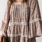 Floral Pleated Flare Sleeve Blouse