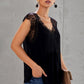 Eyelash Trim Spliced Lace V-Neck Tank
