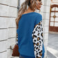 Leopard Round Neck Dropped Shoulder Sweater